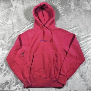 Champion Reverse Weave Hoodie Mens XS Red Pullover Embroidered Center Logo Gym